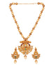 Antique Gold Plated Kundan studded Rajwadi Temple Pendant Jewellery Set