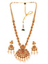 Antique Gold Plated Kemp stone studded Rajwadi long Temple Necklace Jewellery Set