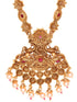 Antique Gold Plated Kemp stone studded Rajwadi long Temple Necklace Jewellery Set