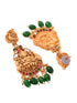 Gold Plated kemp stone studded Lakshmi Design Dangling Green Beads Temple Choker Jewellery Set