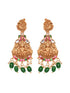 Gold Plated kemp stone studded Lakshmi Design Dangling Green Beads Temple Choker Jewellery Set