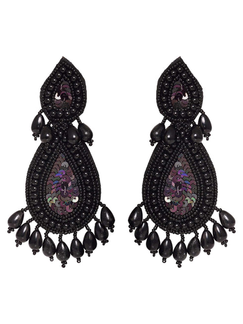 Black Contemporary Dropdown Earrings