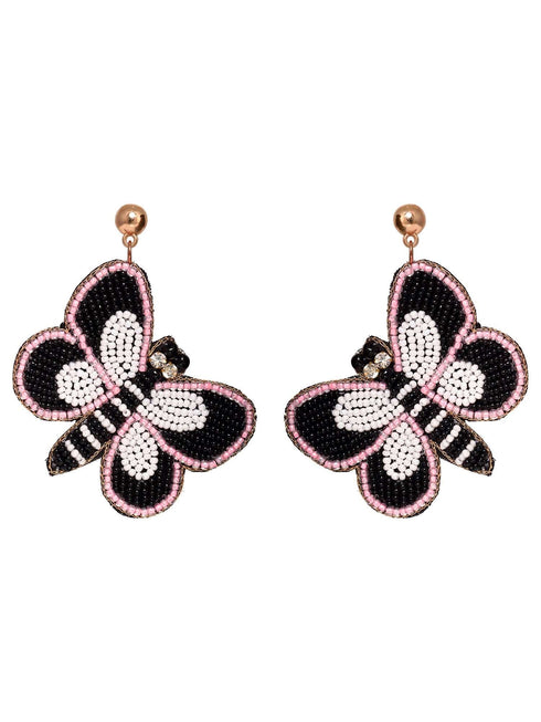 Black & Pink Contemporary Butterfly Earrings