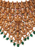 Gold Plated Intricate Temple Design Dangling Green Beads Choker Jewellery Set