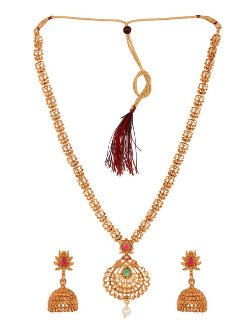 Gold Plated Grand South Indian Imitation Bridal combo Temple Jewellery Set