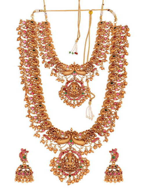 Gold Plated Gorgeous Saadhvi Combo Temple Jewellery Set