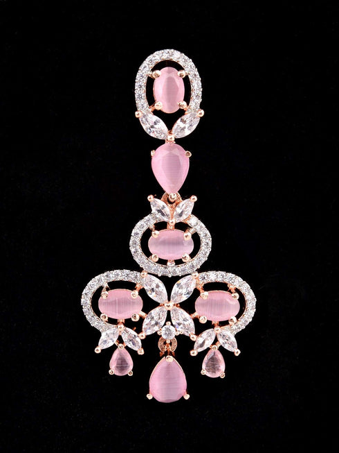 Contemporary Pink Diamond studded Necklace Earrings for women & Girls