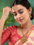 Gold Plated Green AD Embellished Pendant Temple Jewellery Set