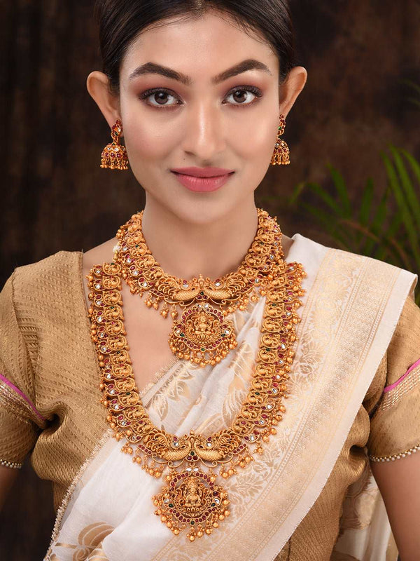 Gold Plated Gorgeous Saadhvi Combo Temple Jewellery Set