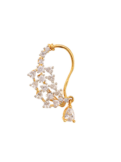 Gold plated AD studded Handcrafted Nose Ring