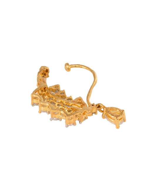 Gold plated AD studded Handcrafted Nose Ring
