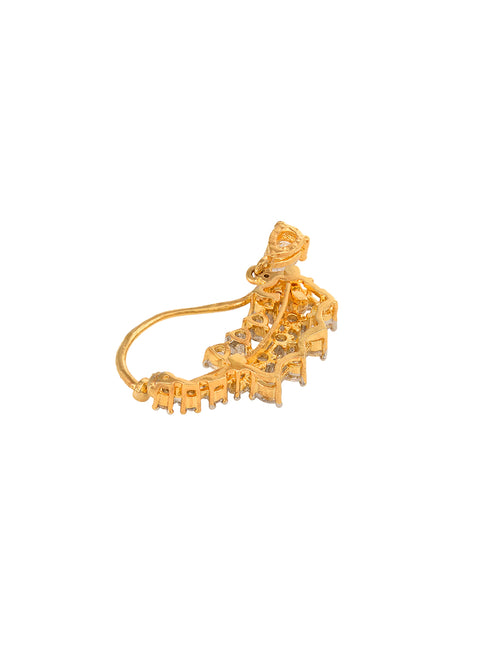 Gold plated AD studded Handcrafted Nose Ring