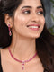 Rose Gold Toned Ruby Pink AD Studded Minimal Necklace Jewellery Set
