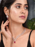 Rose Gold Plated Red AD Studded Statement Necklace Jewellery Set