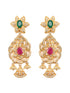 Gold Plated Multi Stone Studded Pendant Style Neclace and Earring Set
