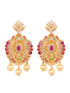 Gold Plated Multi AD & Pearl Studded Hand Crafted Peacock Motif Pendant Necklace Earrings Set