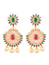Gold Plated Multi AD & Pearl Studded Chandbali Pendant Neclace Earrings Set