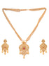 Gold Plated Red AD and Pearl Studded Traditional PendantNecklace White Pearl Mala and Earrings