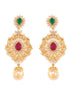 Gold Plated Multi AD & Pearl Studded Hand Crafted Traditional Pendant Necklace Earrings Set