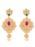 Gold Plated AD and Pearl Studded Traditional Pendant White Pearl Mala and Earrings
