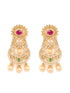 Gold Plated Multi AD and Pearl Studded Chandbali Pendant Necklace and Earrings Set