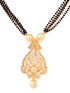 Gold Plated White AD and Pearl studded Antique Pendant Necklace Black Beads Pearl Mala and Earrings