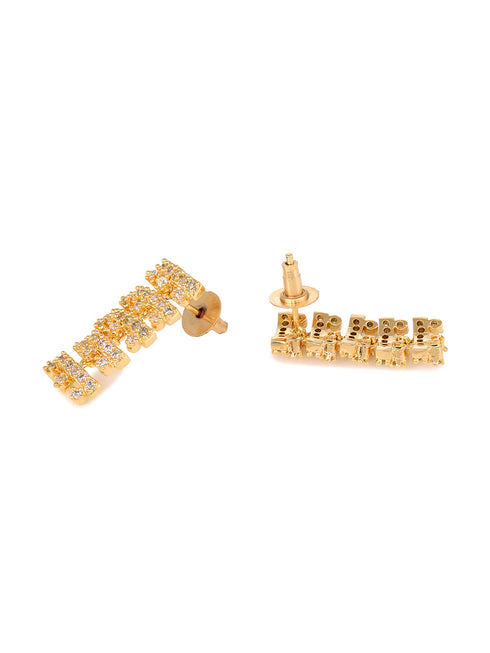 Gold Plated white AD Studded fancy Choker Necklace and Earrings Set