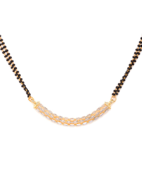 Gold Plated AD Studded Elegant Mangalsutra Pendant Earrings Set