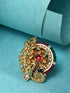 GoldPlated Green Kempo Peacock Motif Adjustable Finger Ring