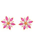Gold Plated Floral studs Red & White AD encrusted Earrings