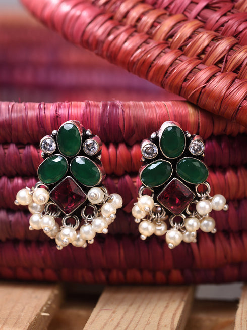 Green Contemporary Jhumkas Earrings