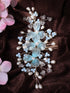 Silver Toned & Blue Stocking Flowers Beaded Hair Accessory