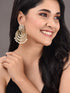 Gold Plated Contemporary Chandbali AD Studded Pearl Drop Earrings