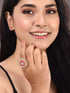 Gold Plated White & Red AD Studded Solar Cocktail Finger Ring
