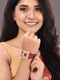 Gold Plated Red and White Polki Red Beads Wraparound bracelet
