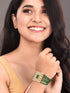 Gold Plated White Polki Green Beads Wraparound Bracelet
