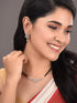 Gold Plated Black & White AD Studded & Beaded Mangalsutra Matching Earrings