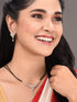 Gold Plated Black & White AD Studded & Beaded Mangalsutra Earrings