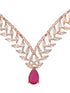 Rose Gold Plated Red AD Studded Statement Necklace Jewellery Set