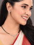 Gold Plated Black & White AD Studded & Beaded Mangalsutra Earrings