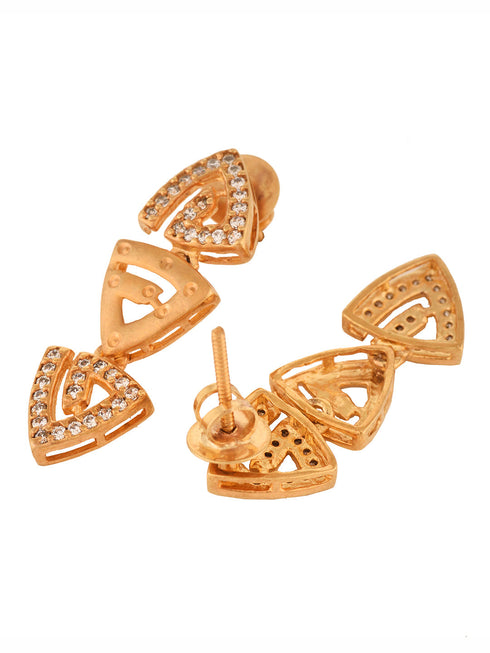 Gold Plated AD Studded Triangle shaped Handcrafted Necklace Jewellery Set