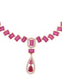 Rose Gold Toned Ruby Pink AD Studded Minimal Necklace Jewellery Set