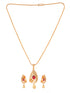Gold Plated Ruby Studded Floral Locket jewellery Set