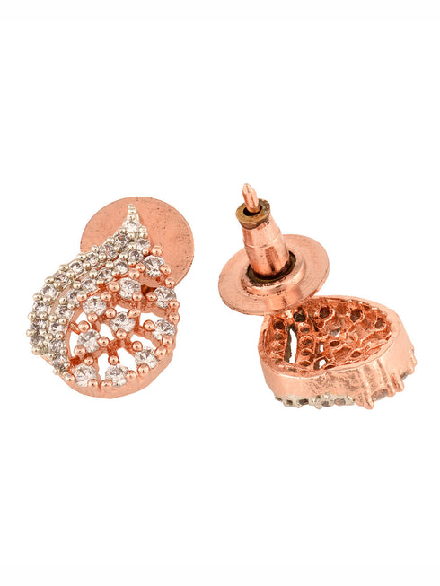 Rose Gold Plated AD Studded Locket jewellery Set