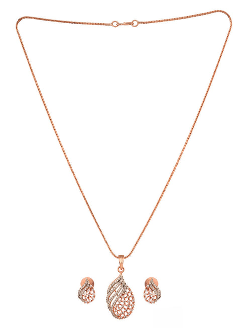 Rose Gold Plated AD Studded Locket jewellery Set