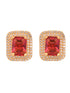Women GoldPlated Red Square Studs Earrings