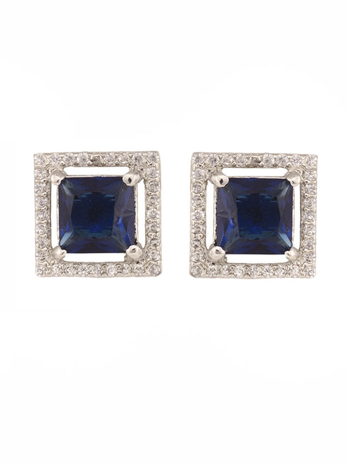 Blue Square Studs Earrings