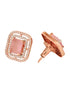 Women Pink Square Studs Earrings