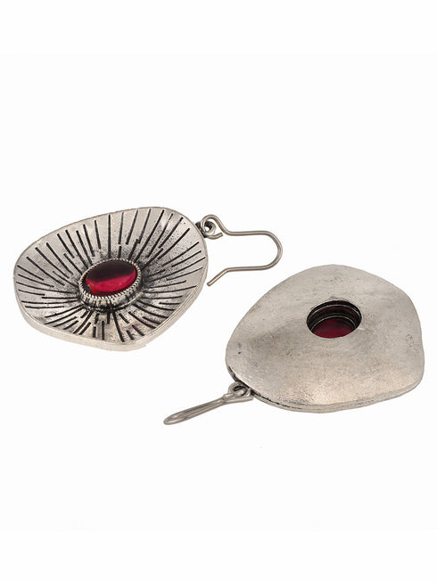 Silver Oxidised Leaf Shaped Drop Earrings