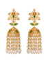 Gold Plated Green AD Studded Contemporary Pearl Drop Jhumki Earrings